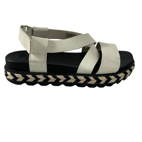 Sorel Roaming Crisscross Platform Sandals White Leather Size 6.5 Chalk / Craie - Picture 7 of 12